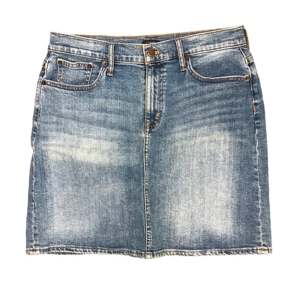 J. Crew Factory denim blue jean mini skirt 8